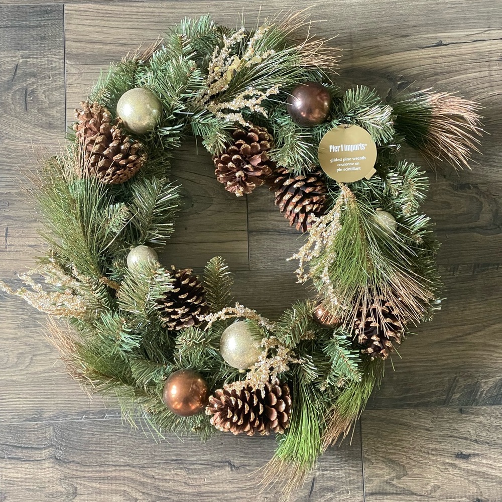 Pier 1 Gold and Brown Ornament Wreath